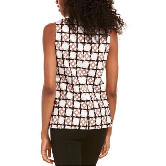 Trina Turk Danie Sleeveless Jacquard Top Size S Structured Woven Geometric Print - Picture 3 of 13